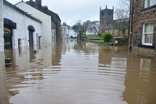Flooded street in the UK